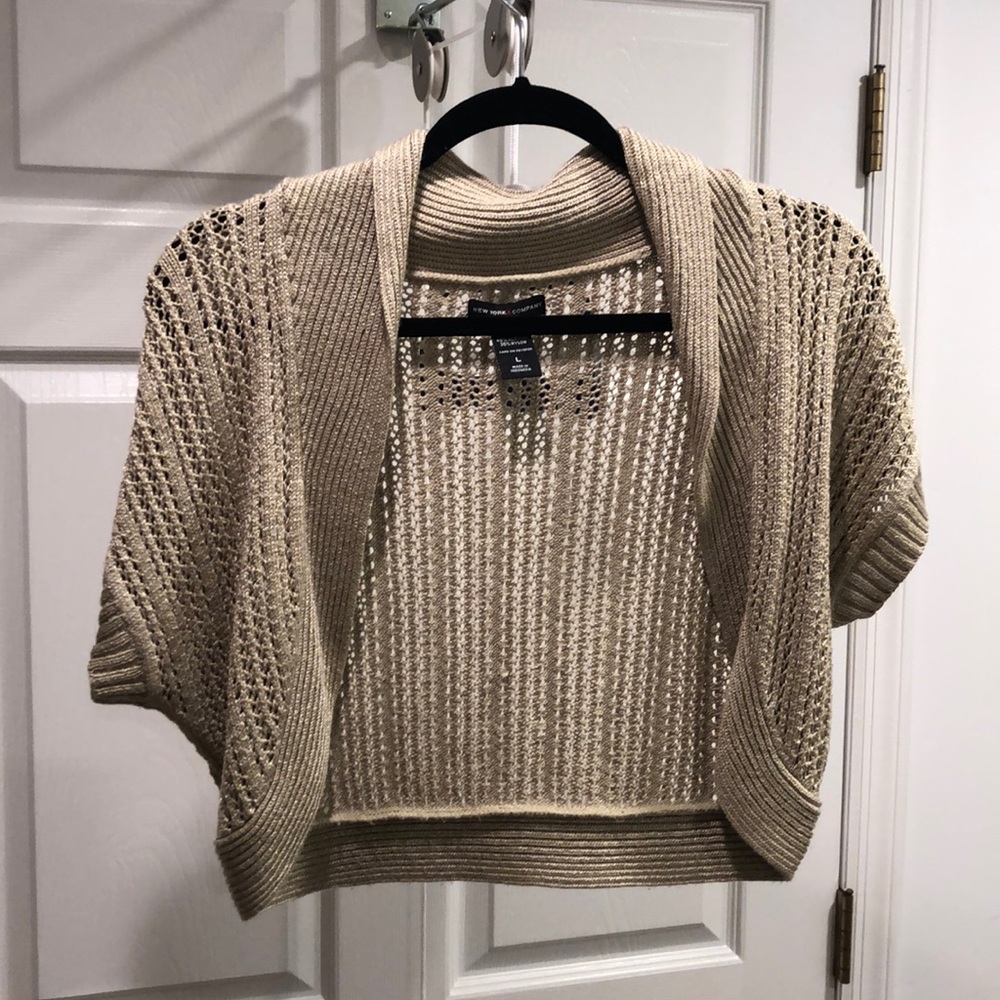 NY and Co Knot Bolero dark beige size large